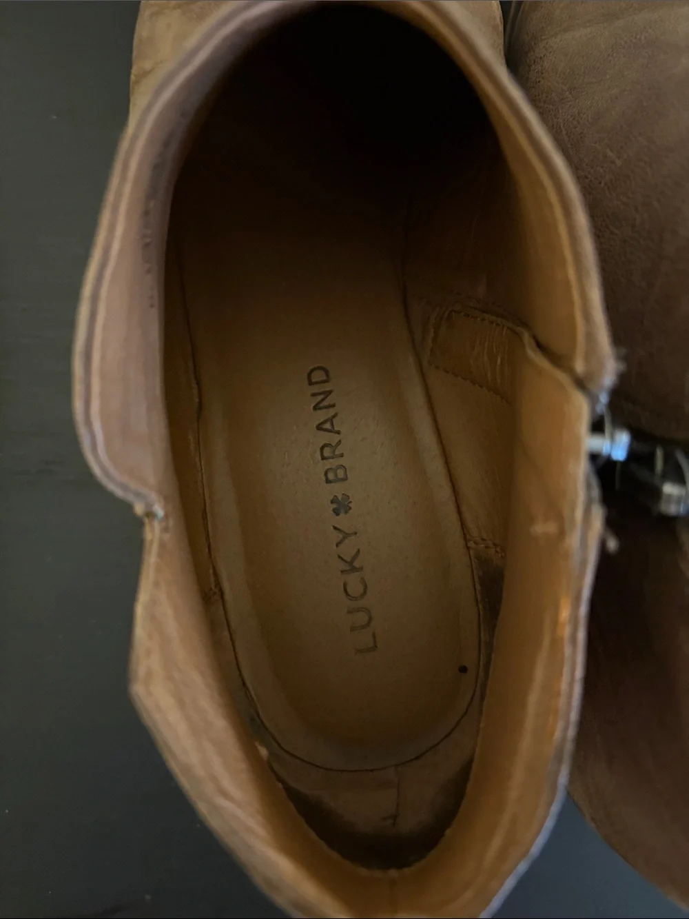 Lucky Brand Brown Leather Side-Zip Ankle Boots